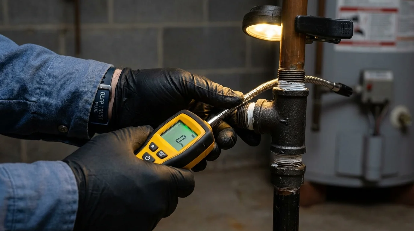Gas leak detection with electronic sniffer by Johns Plumbing LLC in Destin