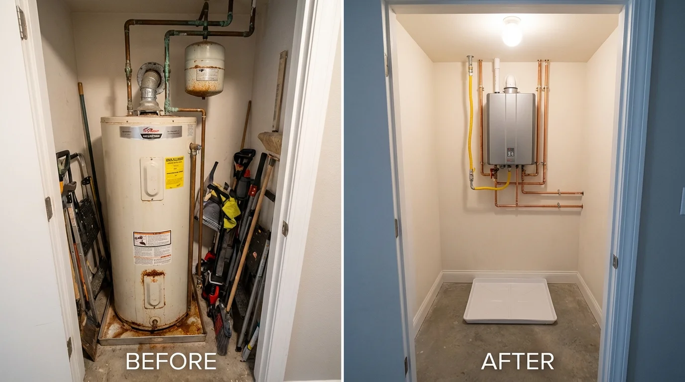 Tank water heater versus wall-mounted tankless unit comparison for Destin, FL homeowners