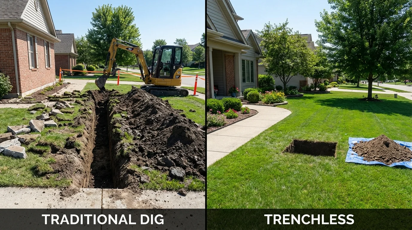 Trenchless sewer repair with minimal yard damage versus traditional excavation in Destin, FL